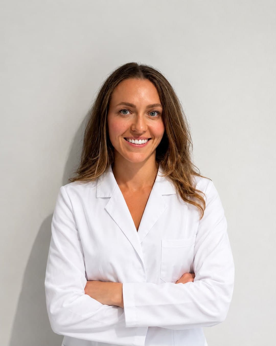 Dr Carmen Podar, the cardiologist at the Biocord practice in Sibiu, in a white coat
